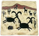 11 MARA Collectible Stoneware SQUARE DINNER PLATE Petroglyphs EARTHTONES Design