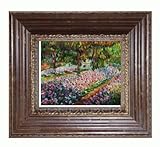 IMAGE OF Art Reproduction Oil Painting - Artist's Garden at Giverny with Vienna Wood Frame - Red and Gold Leaf Finish - 15
