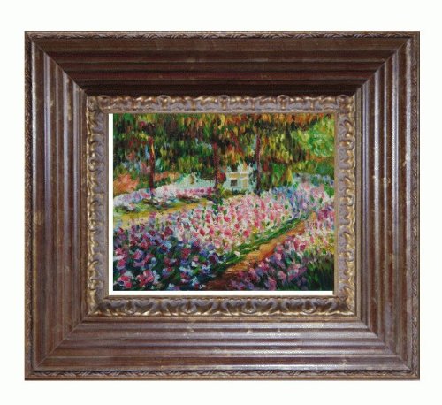 Art Reproduction Oil Painting - Artist's Garden at Giverny with Vienna Wood Frame - Red and Gold Leaf Finish - 15
