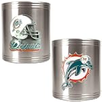 NFL Miami Dolphins Two Piece Stainless Steel Can Holder Set - Primary & Helmet Logo