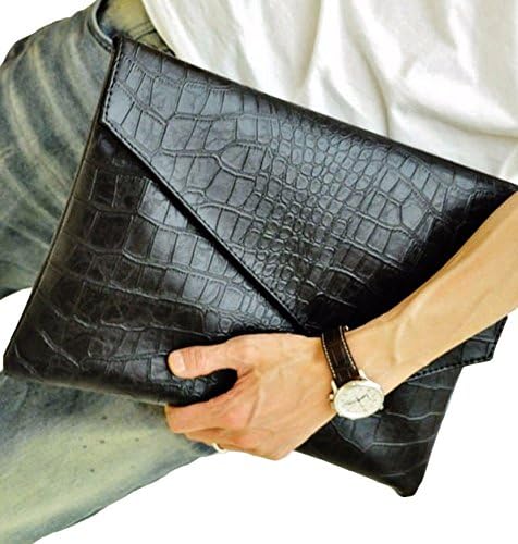 Korte Crocodile Style Clutch PU Leather Messenger Bag for Men (Black)