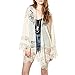 iecool Women's Fashion Lace-Merging Tassels Chiffon Shirt Loose Kimono Cardigan Coat