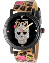 Betsey Johnson Womens BJ00181-16 Analog Rose and Leopard Strap Watch