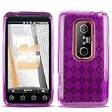 Purple Check TPU Gel Skin Case for HTC EVO 3D