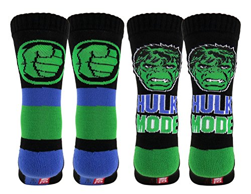 Marvel Hulk Athletic Crew Cushion Socks 2 Pair Pack Multi-color