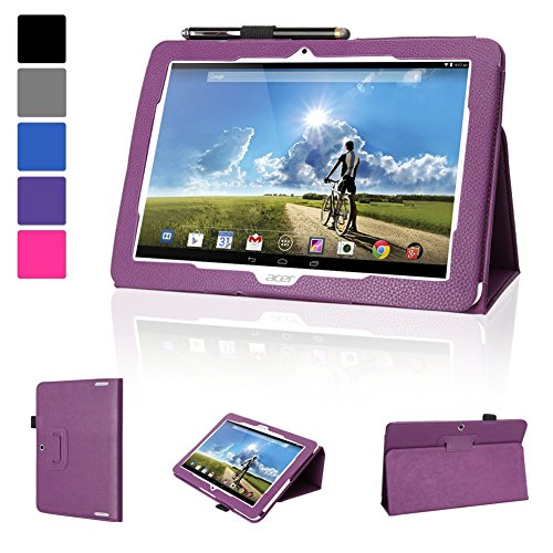 Evecase Acer ICONIA Tab 10 A3-A20 Case, SlimBook Leather Folio Stand Case Cover with Magnetic Closure for Acer ICONIA Tab 10 A3-A20 HD / A3-A20FHD WIFI 10.1-inch Android Tablet - Purple
