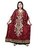 Womens Kaftan Dress Red Ethnic Printed Loungerwear Kimono Sleeves Maxi Caftan