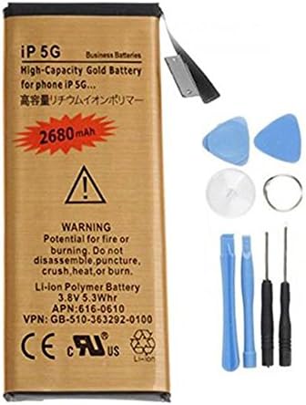 Cobblehome™ Gold Replacement 3.7V 2680mAh Li-ion Polymer Battery with 7 Pieces Tools, High-Capacity, Lasts Longer for Apple iPhone 5