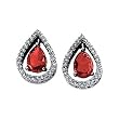 14K White Gold Chatham Created Ruby and Diamond Earrings