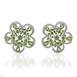 Earrings With 10.25ctw Precious Stones - Genuine Clean Diamonds, Peridots and Tsavorite Garnets Crafted in 14K White Gold. Total item weight 14.9g Length 29mm