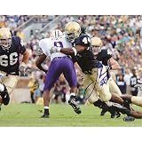 Steiner Sports NFL Justin Tuck Sack Vs Washington Autographed 8-by-10-Inch Photograph