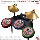 Chrome Skull on Pink Skin by WraptorSkinz fits Guitar Hero 4 World Tour Drum Set for Nintendo Wii, X