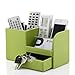 KINGFOM™ Wooden Struction Leather Multi-function Desk Stationery Organizer Storage Box Pen/Pencil ,Cell phone, Business Name Cards Remote Control Holder Colors (green)