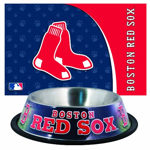 MLB Boston Red Sox Pet Bowl and Mat Combo
