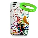 Special White Abstract Flower Art Case Hard Cover for iTouch 4 Snap on Case for Apple iPod Touch 4th generation (16gb , 32gb) + Live * Laugh * Love Vangoddy Wrist Band!!!