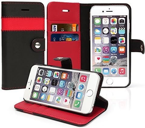 iPhone 6S Wallet Case, Case4fun [Kickstand] iPhone 6 (4.7) Case [Shock Absorbent] Premium Leather Slim Fit Flip Cover Folio Case for iPhone 6 &amp; Apple New iPhone 6S [Lifetime Warranty] - Black