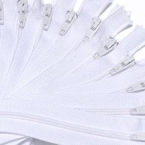 7-Nylon-Coil-Zippers-Special-Closed-Bottom-501-White-12-Zippers-Pack-