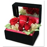 メッセージローズ (Preserved Rose) ローズブラックミラーボックス Large~キング&クィーン~レッド 【I Love You】 22260