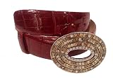 Valentino Red Alligator Rhine Stones New Belt. 34