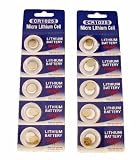 10 CR1025 Lithium Button Cell batteries, 5-Pcs Card X2