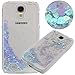 S4 Case,Liquid Quicksand Bling Waterfall Case for galaxy S4 , Adorable flowing Floating Moving Shine Glitter Glitters Hard Case for Samsung S4 Bling Blue