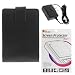 GTMax Home Travel Charger + Black Leather Pouch Cover Case + LCD Screen Protector for Sony Reader Pocket Edition PRS-300