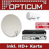 Opticum Komplettanlage 1 Teilnehmer HD+ X500p HDTV Satellitenreceiver, Single LNB, 60 cm Antenne