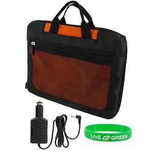 Acer Aspire One AOA110-1588 8.9-Inch Lightweight Checkpoint Friendly Netbook Bag with Car Charger - Orange Black