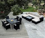 Genuine Ohana Outdoor Sectional Sofa and Dining Wicker Patio Furniture Set (14 pc set)