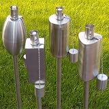 Set 4 Edelstahl Garten Fackeln