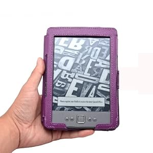 TeckNet® NEW Kindle Premium Folio Case / Cover With Magnetic Clasp for NEW Amazon Kindle / 6 inch / 2011 generation / Book Style - Includes Kindle Rear Protector - Purple