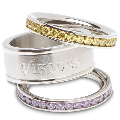 Minnesota Vikings Logo Crystal Stacked Ring Set (Size 7)