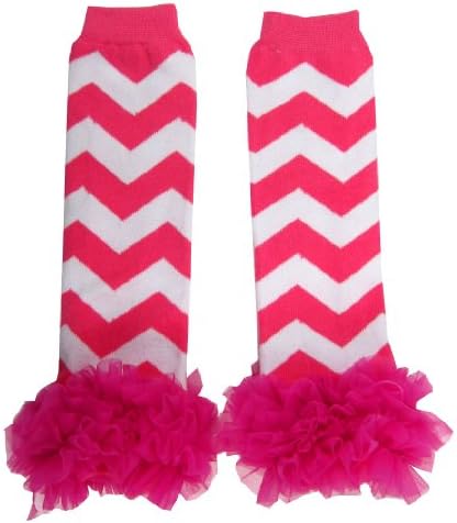 Buenos Ninos Baby Girls Chevron Ruffle Leg Warmers Leggings (hot pink)