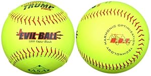 Trump MP-EVIL-RP-ASA-Y MP Series Evil Sports 12 Inch Red Stitch Yellow Premium Grade Leather Softball with ASA Stamp