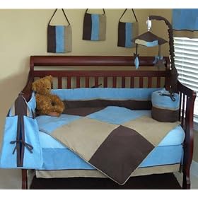 Nursery To Go Baby Boy Blue 10 Piece Crib Set by Pam Grace Creations