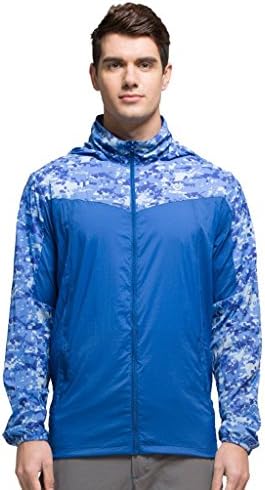 Men's Windbreaker Super Lightweight Jacket UV Protection Waterproof Skin Coat Blue XXL