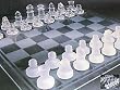 Beautiful Glass Chess Board with Frosted and Clear Glass Pieces and Glass Board Set with Box Carrying Case