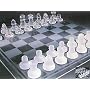 Beautiful Glass Chess Board with Frosted and Clear Glass Pieces and Glass Board Set with Box Carrying Case