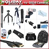 GREAT HOLIDAY GIFT For DSLR Accessory Kit For All Nikon, Canon, Sony, Olympus, Pentax DSLR's Includes Deluxe Case, 57" Tripod, 67" Monopod, LensPen, Backpack Case, Wrist Grip, Shoulder Strap, Mini HDMI Cable, Air Blower, Screen Protectors + Much More
