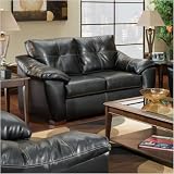 Thomas Bonded Leather Loveseat in Black