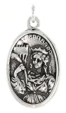 Sterling Silver St. Barbara Medal Pendant 15/16" X 5/8" (24 mm X 16 mm).