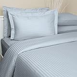 Hotel Cotton Stripe Light Blue Duvet Cover Set King