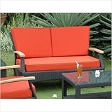 Bellagio Deep Seating Loveseat with Teak Wood Arm Fabric: Dupione Galaxy