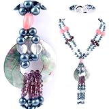 AugustinaJewelry Double Strand Necklace made of Freshwater Cultured Pearls, Jade, Crystals and Agate *** AugustinaJewelry Special Design !