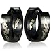 Black Stainless Steel Dragon Huggie Hoop Earrings
