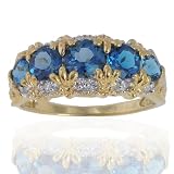 Michael Valitutti 10K Yellow Gold Ring London Blue Topaz & Diamond Ring