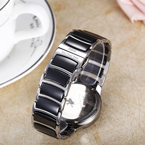 Vancleef Polo Men's Sapphire Dial Analog Display Japanese Quartz Wrist Watch With Ceramics Strap