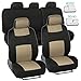 Full Set Black & Beige Seat Covers for Car Auto SUV Polyester Cloth - 60/40 Split Rear Bench