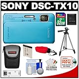 Sony Cyber-Shot DSC-TX10 Shock & Waterproof Digital Camera (Blue) with 32GB ....
