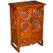 EXP Handcarved 33" Storage / Curio Cabinet With Round Lattice Window Panels & Warm Finish